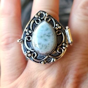 New Larimar 925 Silver Poison Ring.